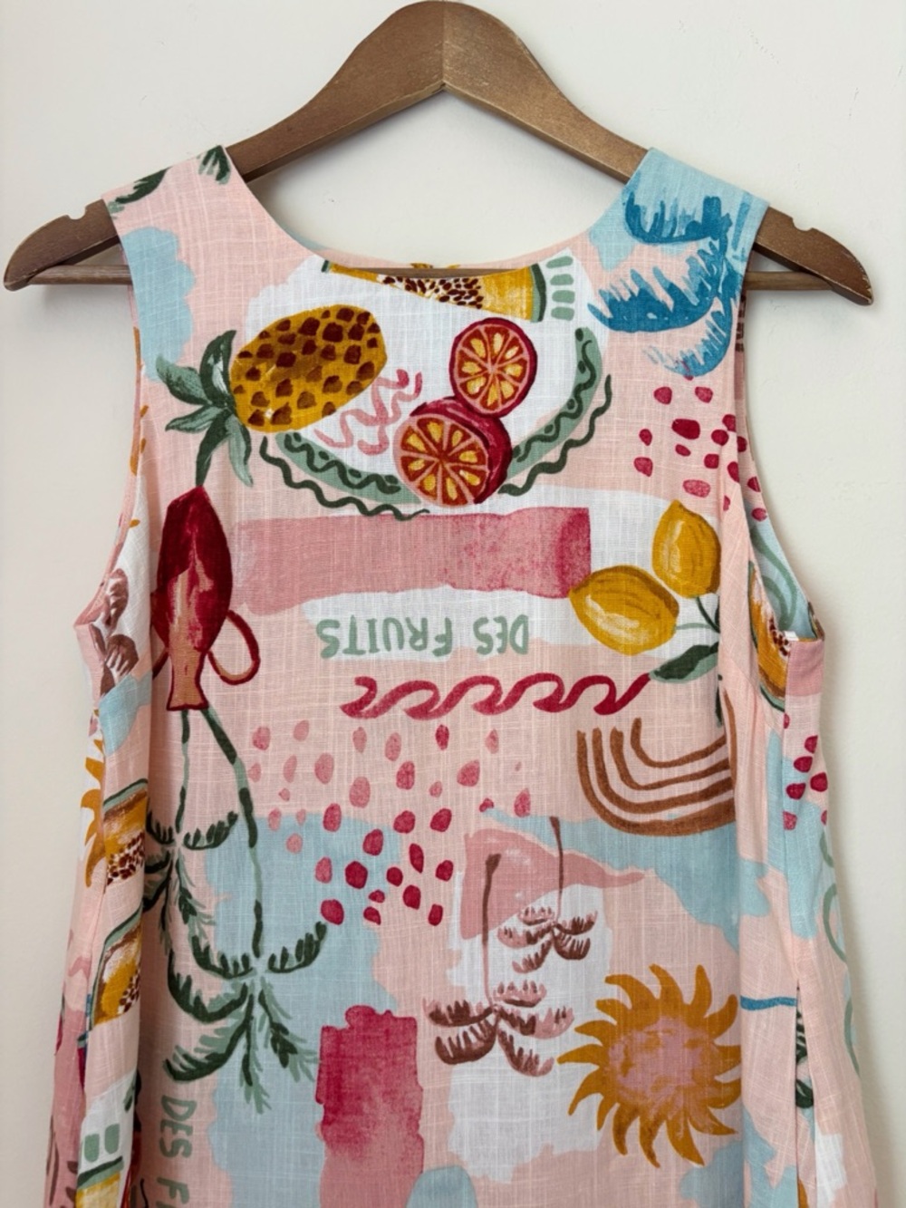 Paper Heart Pink Fruit Sleeveless Linen Blend Shift Dress XS NEW NWT - Picture 3 of 8